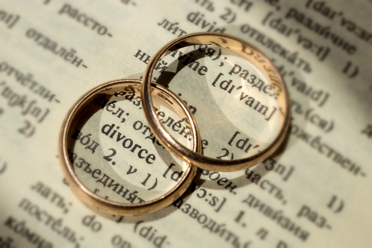 wedding rings next to the "divorce" definition.